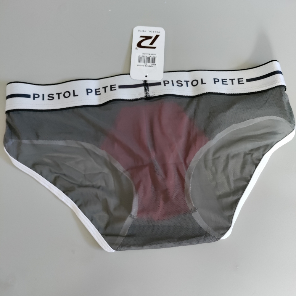 Sold out Pistol Pete Large Small sheer see through rear brief red gray white - Picture 3 of 13